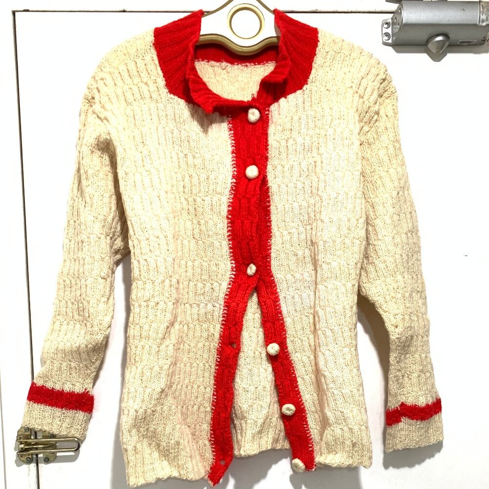 VINTAGE HANDMADE KNIT WOOL SWEATER CARDIGANS SIZE S